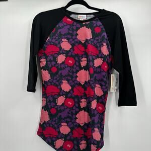 Lularoe Randy Top Shirt Womens XS Pink‎ Purple Floral Baseball